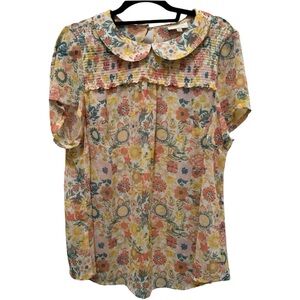 ModCloth Size 1x Retro Floral Print Top PTP 25”